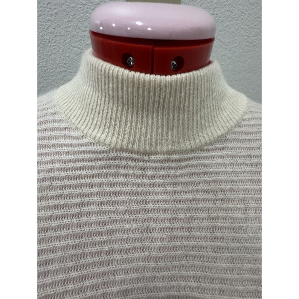 Ivory Mock Neck Dolman Sleeve Knit Sweater Pullover Relaxed Fit - Picture 3 of 7